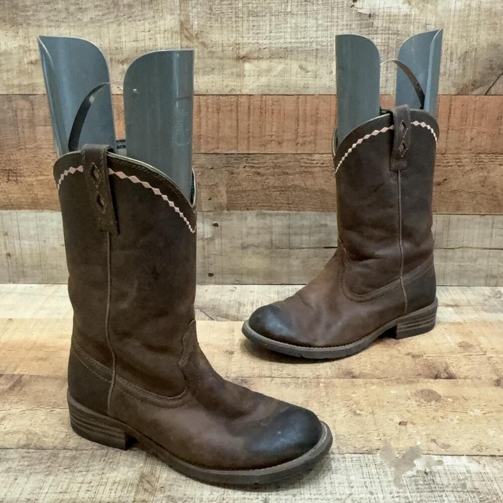 Ariat 10015374 Boots Womens Size 7.5 B 38 Brown Leather Western Mid Calf Pull On